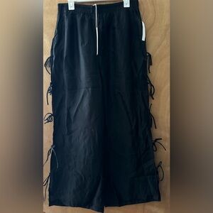 LISA SAYS GAH EVELYN TIE PANT SIZE XL BLACK ORGANZA